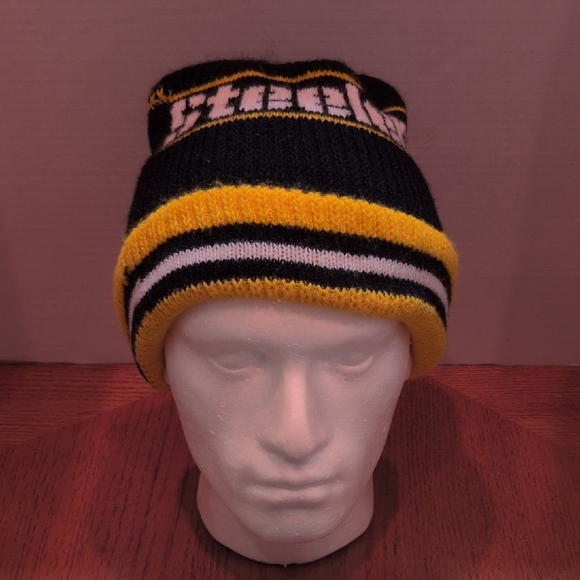 No Brand NFL Pittsburgh Steelers Knit Ski Cap Black/Gold Cuffed Adult One Size - Picture 1 of 6